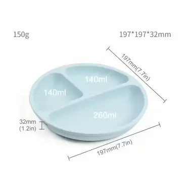 Набір дитячого посуду із силікону Hoidokly 2623254, 9 предметів, сірий