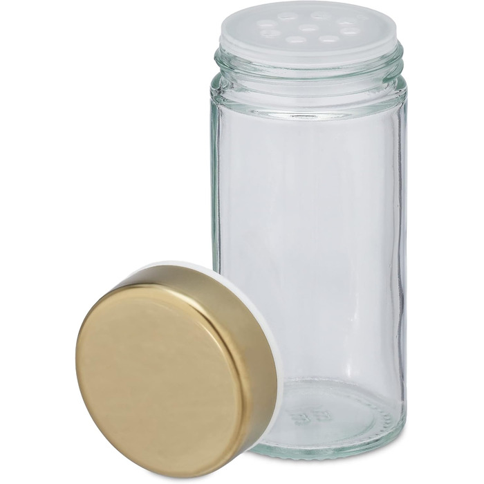 Підставка для спецій Relaxdays з 20 баночками для спецій, зі вставкою-шейкером, поворотна на 360, карусель для спецій, нержавіюча сталь, золотий/прозорий