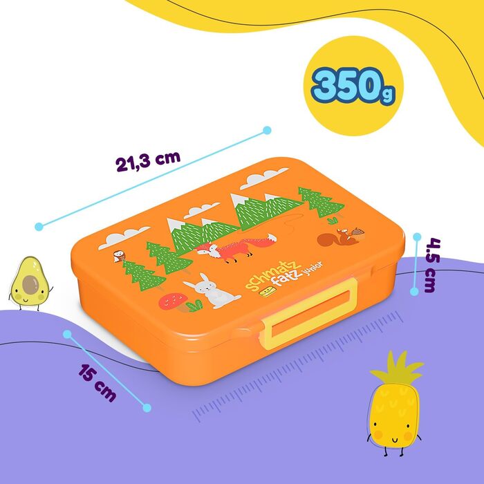 Ланчбокс Schmatzfatz, дитячий розділений контейнер для сніданку, ланчбокс з відділеннями, барвиста бенто-коробка для школи та дитячого садка, ланчбокс без BPA для дівчаток та хлопчиків, контейнер для перекусу, який можна мити в посудомийній машині та є ге