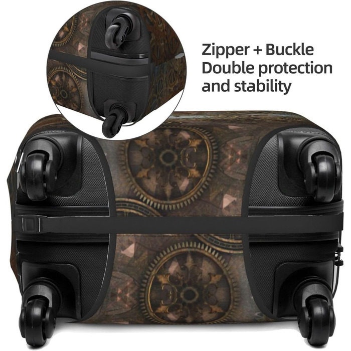 Чохол для валізи Ржавий Стімпанк захисний еластичний чохол від подряпин і пилу, чорний, розмір 80