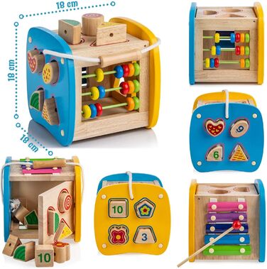 Усі деревяні кубики Kids United, розвиваюча іграшка, коробка для стекування, ігрова коробка для немовлят і малюків Дерев&39яна ігр