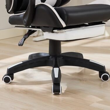 Сучасне ігрове та офісне крісло, регульоване по висоті робоче крісло з підголівником, поперековою опорою та підставкою для ніг поворотний шарнір на 360, вантажопідйомність 150 кг мінімалістичний дизайн білого кольору