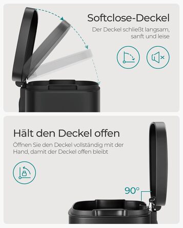 Відро для сміття для кухні, 30 л, відро для сміття, педальне відро для сміття, відро для сміття з кришкою з плавним закриттям і вн