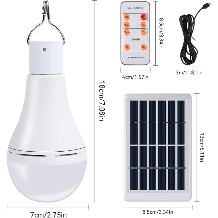 Сонячні лампочки 2 шт. з пультом дистанційного керування Сутінковий датчик Світлодіодні сонячні лампи для зовнішнього приміщення С