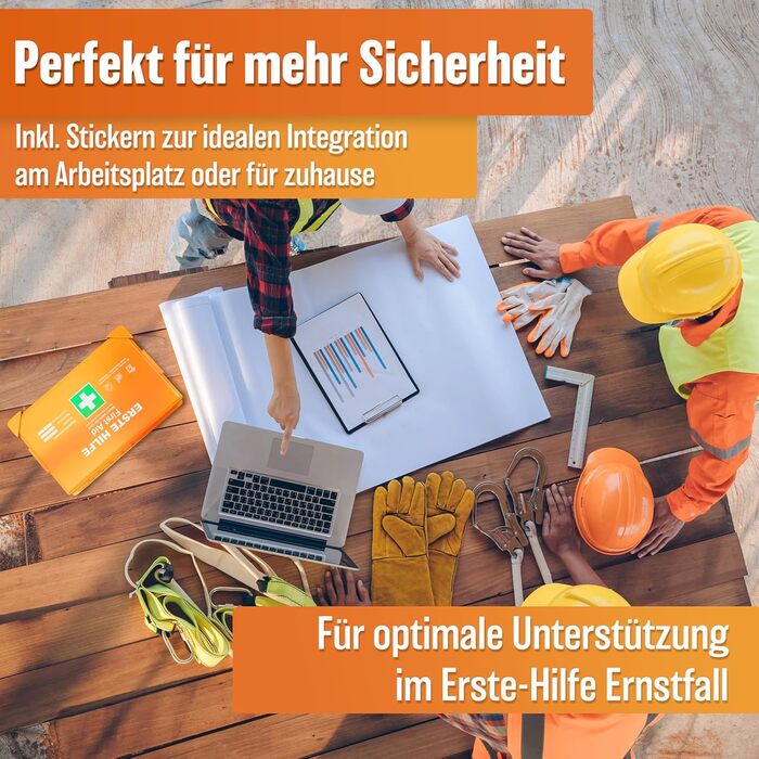Аптечка HELDENWERK за новим стандартом DIN 131572021 з настінним кріпленням та наклейкамиУніверсальна аптечка для бізнесу, домогос