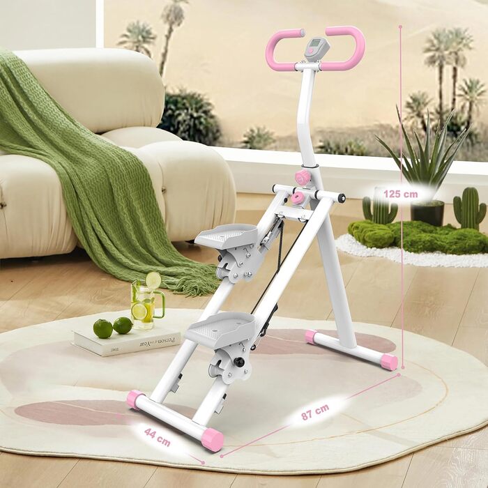 Степер для домашнього використання покращений пристрій для вертикального скелелазіння, тренажер для скелелазіння для тренувань усього тіла зі стабільною конструкцією рами та регульованими ручками, рожевий