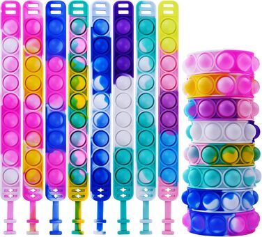 Браслет Ainiv Pop, 8 шт. Pop Push It, іграшка-браслет Pop Bubble Fidget, дитячий набір браслетів, набір іграшок Fidget, простий бр