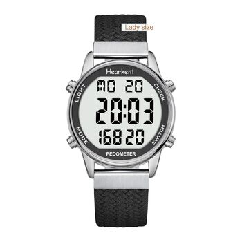 Крокомір для жінок, фітнес-трекер для ходьби, водонепроникний спортивний годинник, лічильник калорій, наручний годинник з великим цифровим дисплеєм, для пенсіонерів, жінок та людей похилого віку, чорний