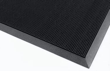 Гумовий килимок для дверей зі скошеним краєм Килимок для дверей для приміщень та вулиці, Чорний гумовий килимок для бруду з шипами, Нековзний, Всепогодний килимок для дверей, Плоский килимок для дверей (60 x 100 см)