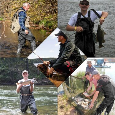 Чоловічі та жіночі потовщені вейдерси, рибальські вейдерси з чобітьми, вейдерси з нагрудними кишенями, регульованими ремінцями, нейлонові вейдерси, рибальські вейдерси 44W