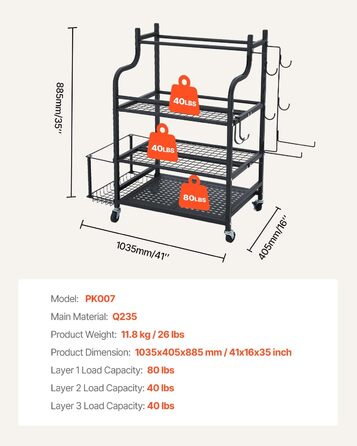 Стійка для зберігання домашніх гімнастик VEVOR, підставка для зберігання, тримач для килимка для йоги, стійка для килимка для йоги з колесами та гачками, стійка для штанги та важкої атлетики для домашнього фітнес-обладнання, 41 x 16 x 35 дюймів