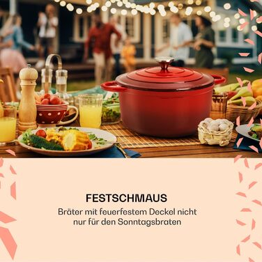 Емальована чавунна каструля, сковорода 3,9 л, герметична сковорода з кришкою, безпечна для духовки, маленька емальована сковорода