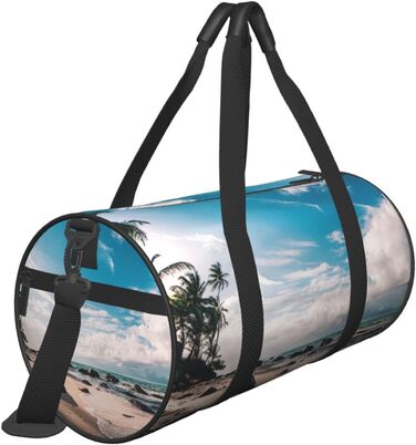Спортивна сумка, дорожня сумка, пляжна сумка, з пальмами, принт, сумка на нічліг, чорна, універсальний розмір