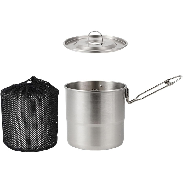 Універсальні горщики для приготування їжі на відкритому повітрі, кемпінгові горщики з нержавіючої сталі, надійне підвішування, їжа в дикій природі, швидке нагрівання, модель з ручкою з нержавіючої сталі для кемпінгу