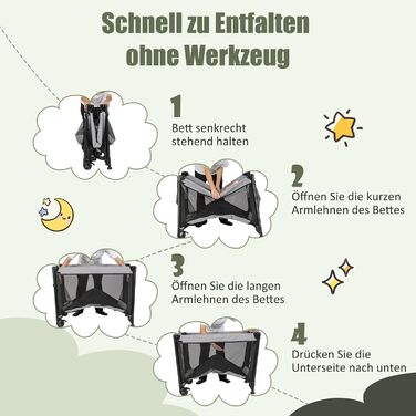 Дорожнє ліжечко для немовлят з матрацом, ліжечко Side-by-Side з колискою та пеленальний килимок, комплект дитячого ліжка для новонароджених та немовлят до 36 місяців, 110 x 78 см