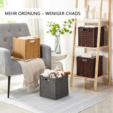 Кошики для зберігання Mangata 31 см, ефект ротанга, тканий поліратанг, органайзер для шафи, 31 x 31 x 31 см, стійкі до цвілі, легко чистяться (Popcorn, 4 шт.) 331 см 4