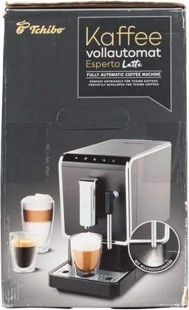 Повністю автоматична кавоварка Tchibo Esperto Latte з функцією спінювання молока для кавової пінки, еспресо та молочних делікатесів, антрацит