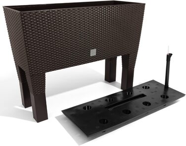 Кашпо Jatery Garden об&39ємом 72 літри з системою поливу темно-охристого кольору, 80 x 33 x 65 см, з ніжками 80 см