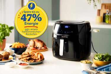 Аерофритюрниця Russell Hobbs XXL 8 л компактний корпус 7 функцій приготування10 програм AirFryer (можна мити в посудомийній машині, макс. 220C, фритюрниця без олії, гриль, запікання, смаження, зневоднення) SatisFry 27170-56