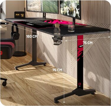 Ігровий стіл Diablo X-Mate, 160 x 75 x 75 см, МДФ / сталь / вуглецеве волокно, чорний