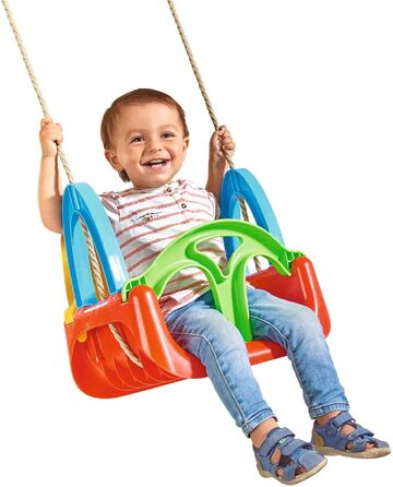 Гойдалка 3 в 1, мотузка попередньо змонтована, висота гойдалки приблизно 120 см, ширина сидіння 28 см, жовтий/синій/червоний/зелен