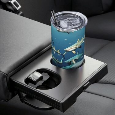 Кружка з прямою трубочкою, дизайн акули під водою, принт, підходить для кемпінгу, офісу та дому, 590 мл