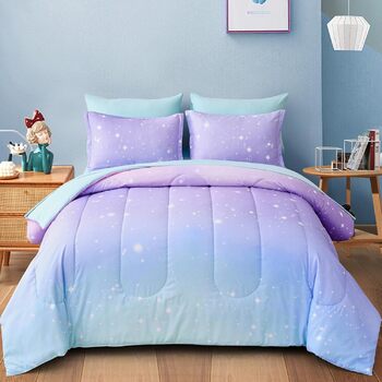 Комплект дитячої постільної білизни Drucon rainbow для дівчаток, постільна білизна в мішку з 6 предметів, двоспальний розмір, ульт