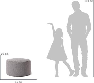 Пуф-мішок Lumaland (50 л) Компактний крісло-мішок з функцією 3-в-1 зручний стілець, практичний бічний столик та стильна підставка для ніг З гнучким наповнювачем з пінополістиролу Ø 25 x 45 см Світло-сірий
