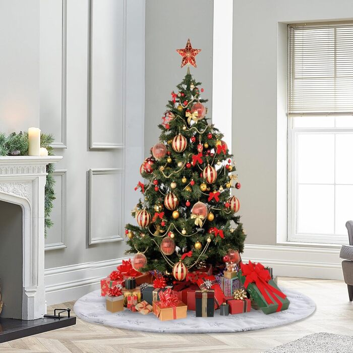 Коврик для ялинки 90 см срібний Honprodu