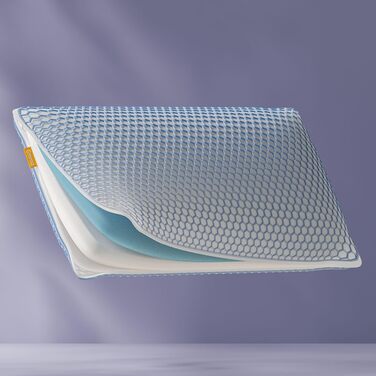 Підтримуюча подушка Emma Elite 70x40 см Ергономічна подушка з регульованою висотою та охолоджувальним чохлом AirGrid Дихаюча подушка з піни з памяттю форми з чохлом, який можна прати, для всіх положень сну Elite 70 x 40 x 12 см