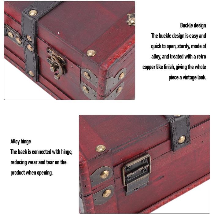 Вінтажна дерев&39яна валіза, декоративна скринька в античному стилі, портативна дорожня скриня/скриня для скарбів з ручкою зі штучної шкіри, ідеально підходить для передпокою, офісу, вітальні чи кабінету