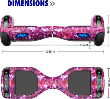 Гіроскутер SISIGAD HY-A02C для дітей – 6,5-дюймовий самобалансуючий з Bluetooth та світлодіодним підсвічуванням, потужний подвійний двигун, подарунок для дітей, зоряно-блакитний / фіолетовий