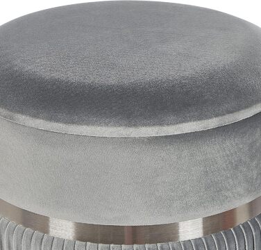 Пуф Beliani з місцем для зберігання, круглий, оксамитова тканина, світло-сірий, комплект з 2 шт., пуфики Glamour Camdenton