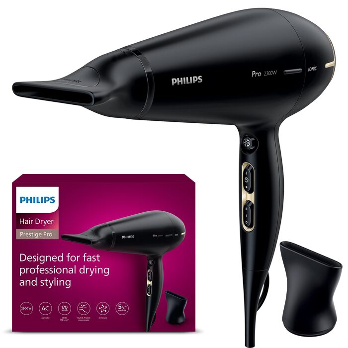 Фен Philips Prestige Pro HPS920/00 для професійного сушіння та стайлінгу, 2300 Вт, з 2 насадками