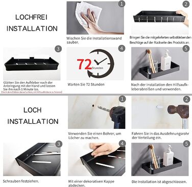 Душова полиця Bestdon без свердління, душова полиця самоклеюча кошик для душу Алюмінієва полиця для ванної кімнати настінна полиця