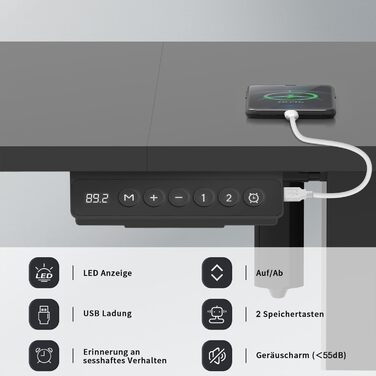 Регульований по висоті письмовий стіл Homall 120x60 см з USB-портом, чорний