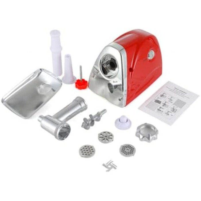 Червона електрична м'ясорубка, 800 Вт харчова ковбасна машина з нержавіючої сталі м'ясорубка м'ясний фарш фарш для ковбаси з 3 нож
