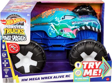 Машинка на дистанційному управлінні Hot Wheels Monster Trucks, іграшкова вантажівка, збільшена в масштабі 115 Mega-Wrex Alive з пу