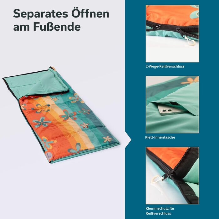 Спальний мішок Skandika Sovro Blanket Вуличний спальний мішок для дорослих, 3 сезони, може використовуватися як подвійний спальний мішок, спальні мішки для кемпінгу з подушкою, теплий спальний мішок для дорослих 190 см Веселка