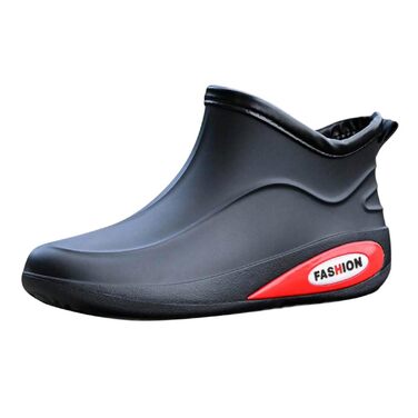 Чоловічі гумові черевики, короткі нековзні водні чоботи, модні гумові чоботи, гумове взуття, робоче коротке водне взуття, розмір 43 EU, чорний