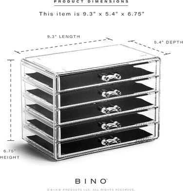 Організатор для макіяжу серії Manhattan з акрилу, 5 ящиків, прозорий б'юті-органайзер для зберігання, біжутерії та аксесуарів для макіяжу, 5 ящиків 5 ящиків