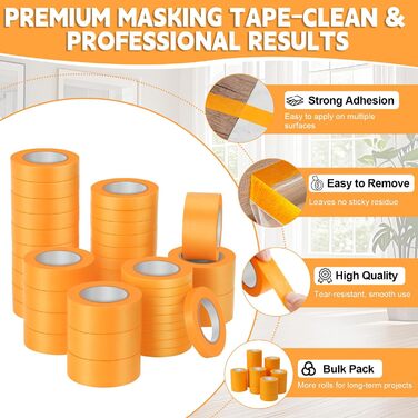 Професійна малярська золота стрічка, м&39яка стрічка, малярська малярська стрічка, 8/12/15/20/24/30 мм x 20 м Помаранчева малярська стрічка для фарбування, кузовних робіт, самостійного фарбування, професійного фарбування (мала) 40 шт. 8/12/15/20/24/30 мм 