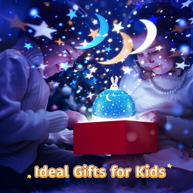 Один вогонь зоряного неба проектор для дітей з 15 фільмами, нічник для дітей та немовлят, Bluetooth зоряний проектор галактичний проектор, подарунки для дівчаток та дітей, декор дитячої кімнати кролик