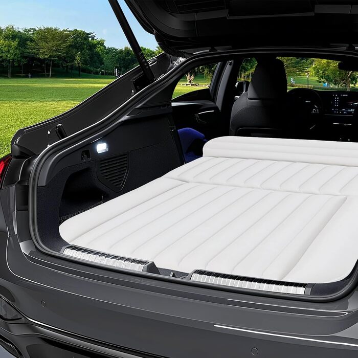 Автомобільний матрац COSTWAY, 190 x 130 см, надувний матрац для позашляховиків, двосторонній, надувний матрац з повітряним насосом та сумкою для перенесення, автомобільний матрац для багажника, кемпінгу, подорожей, активного відпочинку на природі (бежевий