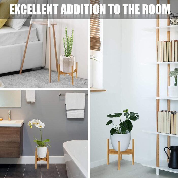 Підставка для квітів, підставка для бамбукових рослин, регульована полиця для квітів, підставка для квіткових горщиків, підставка для горщиків для використання в приміщенні та на вулиці, підходить для квіткових горщиків діаметром 8-12 дюймів ()