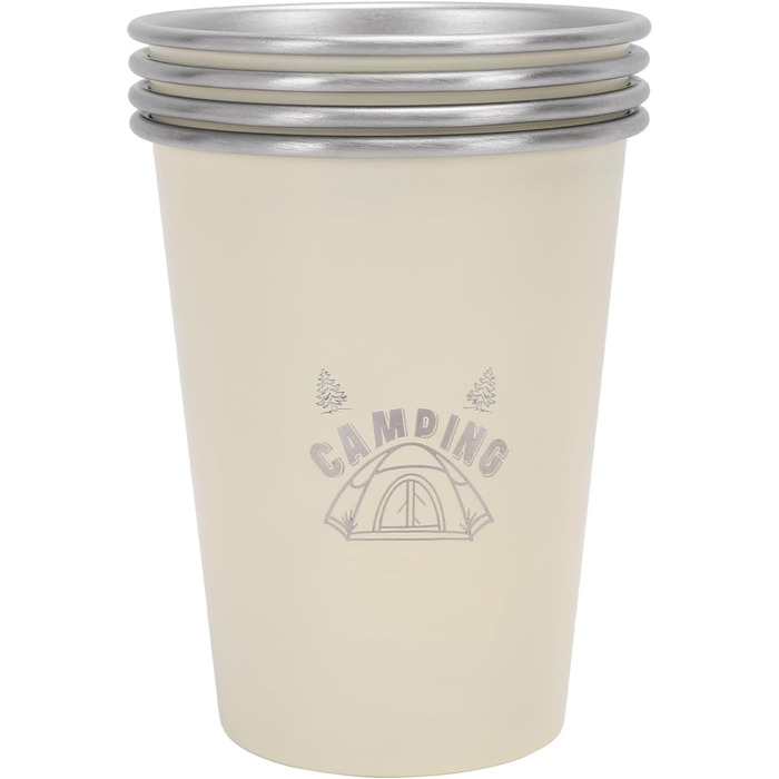 Дорожні кухлі з нержавіючої сталі (304), 350 мл, упаковка з 4 шт. , легкі кемпінгові кухлі для води, кавові кухлі для активного відпочинку, домашнє використання (бежевий)