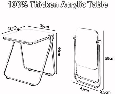 Акриловий бічний столик, складаний, прозорий, приліжковий столик, столик для відпочинку, журнальний столик для домашнього офісу, виставковий столик (розмір 436x44 см, колір помаранчевий) 436x44 см помаранчевий