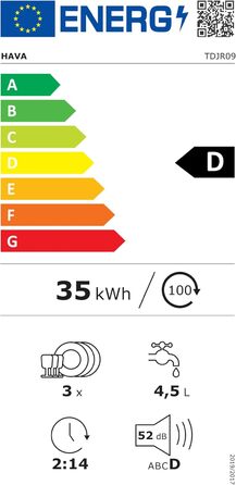 Настільна посудомийна машина з 8 програмами, блокуванням від дітей і відкладеним стартом
