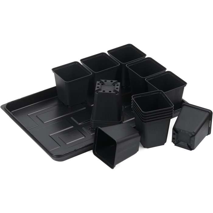 Горщики для розсади Tymar 15 шт. з блюдцями, квітковий горщик з лотками для посадки, з лотком, лотки для перенесення (горщики для розсади 9x9 блюдця, 5 шт.) 5 горщиків для розсади 9x9 блюдця