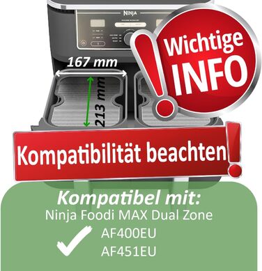 Ефективний захист від бризок жиру, сумісний із фритюрницею Ninja Foodi MAX Dual Zone AF400EU & AF451EU, аксесуари, нагрівальна спіраль і захисний кожух вентилятора, 2 шт., ZauberFry Splash Guard